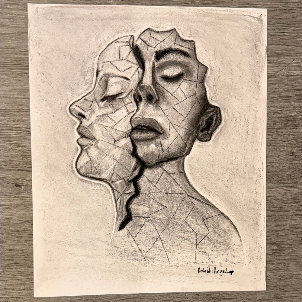Abstract Dual Faces Art Print